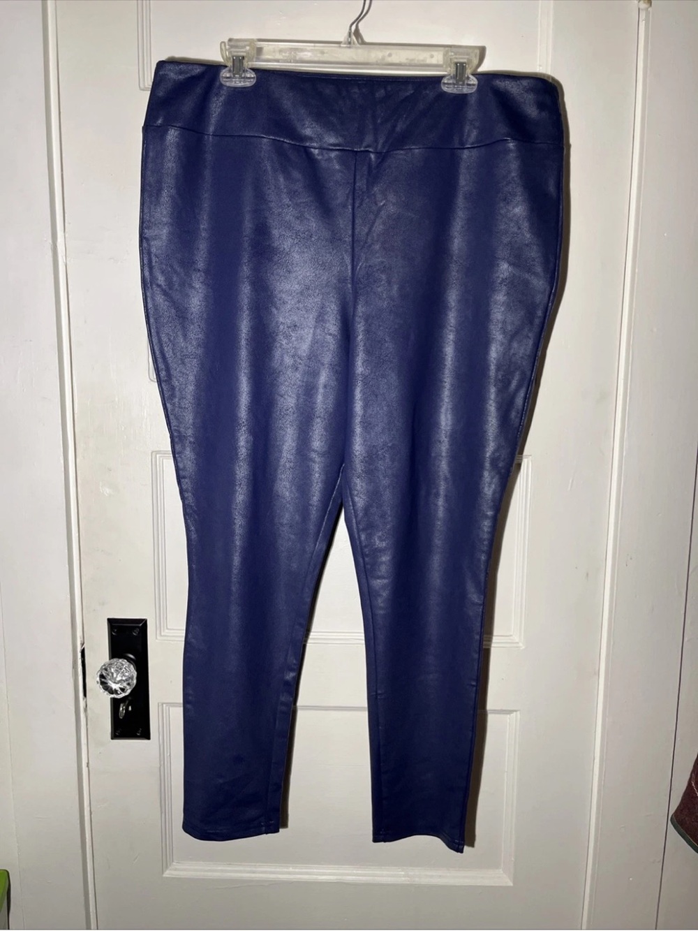 Women’s Leggings Size 3XL LuLaRoe Luxe Faux Leather Navy Blue NWT